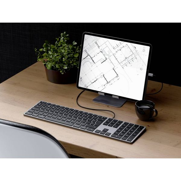 Produktbild: Satechi Slim W3 Kabelgebunden Tastatur Deutsch, QWERTZ Anthrazit Multimediatasten, mit numerischer Tastatur, Beleuchtet