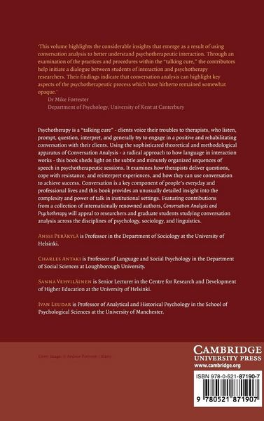 Produktbild: Conversation Analysis and Psychotherapy