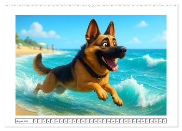 Produktbild: Sch&auml;ferhund im fr&ouml;hlichen Dienst (hochwertiger Premium Wandkalender 2026 DIN A2 quer), Kunstdruck in Hochglanz