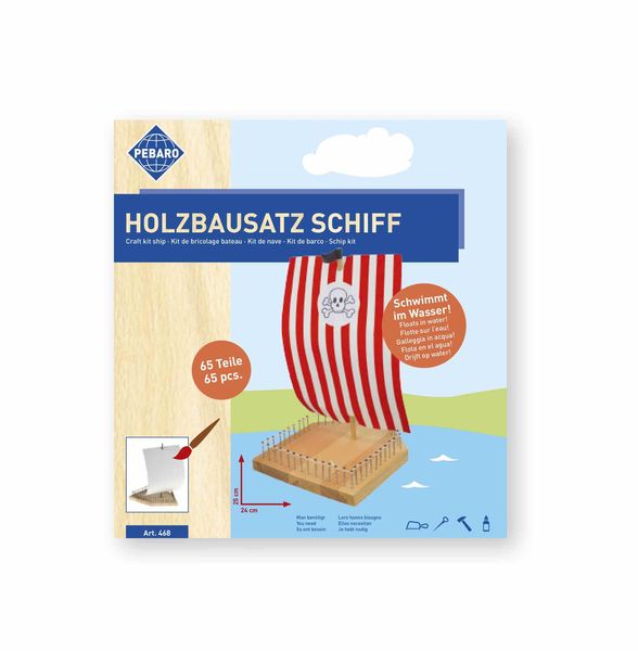 Produktbild: PEBARO 468 - Holzbausatz Schiff, 65 Teile, Bastelset