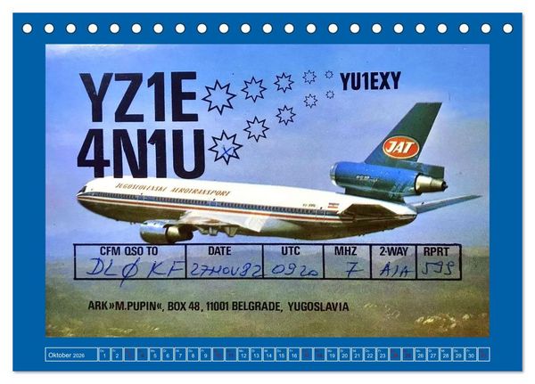 Produktbild: &Uuml;ber den Wolken - Flugzeuge des 20. Jahrhunderts auf Amateurfunkkarten (Tischkalender 2026 DIN A5 quer), CALVENDO Monatskalender