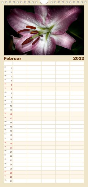 Produktbild: Familienplaner Floral Portraits - Blumen Impression (Wandkalender 2022 , 21 cm x 45 cm, hoch)