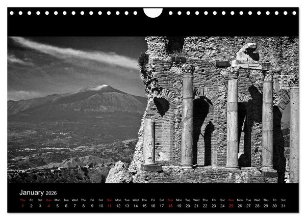 Produktbild: Black and White Sicily (Wall Calendar 2026 DIN A4 landscape), CALVENDO 12 Month Wall Calendar