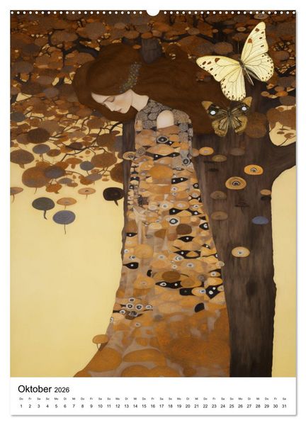Produktbild: K&uuml;nstliche Impressionen. Ein Jahr in Klimts Natur. (hochwertiger Premium Wandkalender 2026 DIN A2 hoch), Kunstdruck in Hochglanz