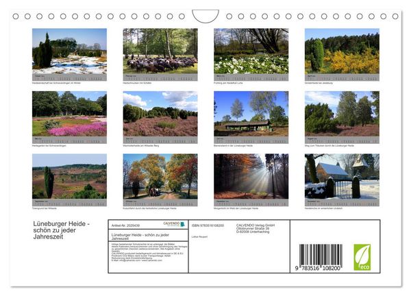 Produktbild: L&uuml;neburger Heide - sch&ouml;n zu jeder Jahreszeit (Wandkalender 2026 DIN A4 quer), CALVENDO Monatskalender