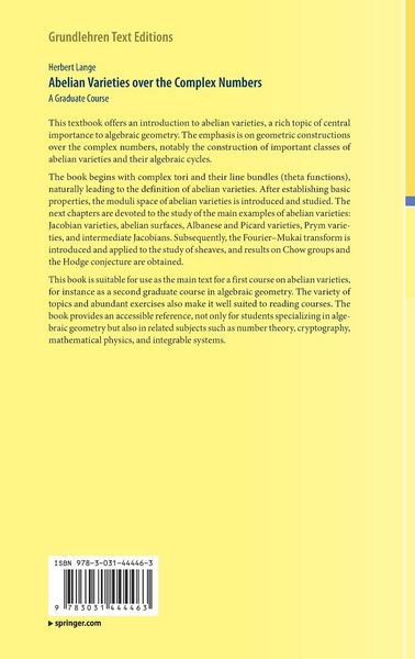 Produktbild: Abelian Varieties over the Complex Numbers
