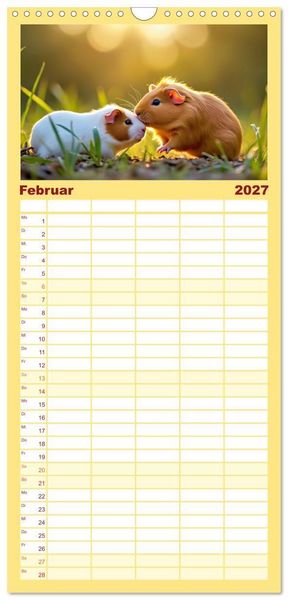 Produktbild: Familienplaner 2027 - S&uuml;&szlig;e Meerschweinchen mit 5 Spalten (Wandkalender, 21 x 45 cm) CALVENDO