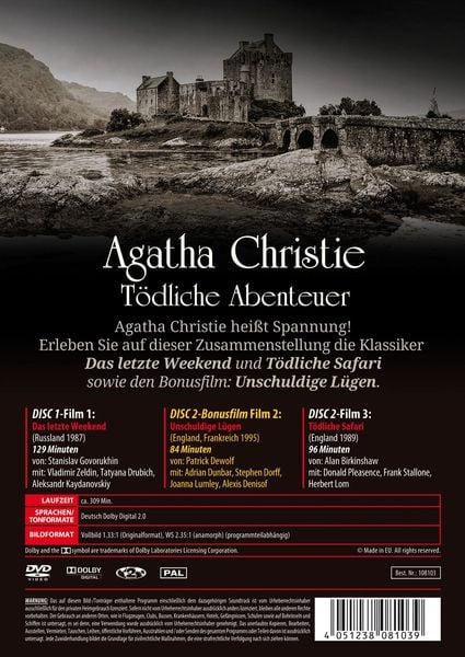 Produktbild: Agatha Christie - T&ouml;dliche Abenteuer [2 DVDs]