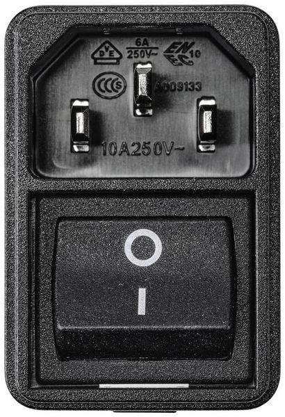 Produktbild: TRU COMPONENTS TC-10088380 Kaltger&auml;te-Steckverbinder C14 Stecker, Einbau vertikal Gesamtpolzahl: 3 10 A Schwarz 1 St.