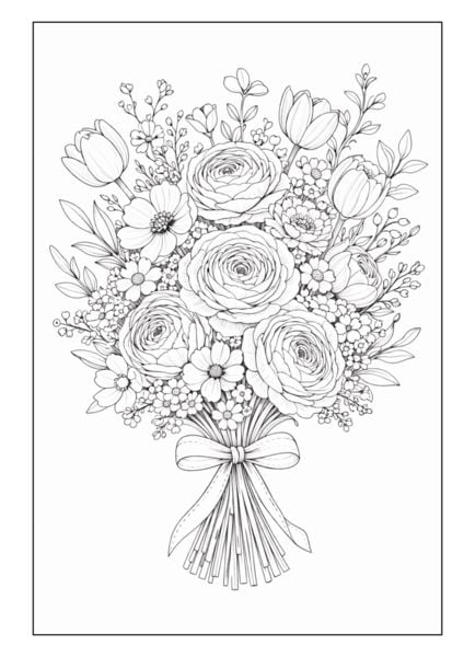 Produktbild: Blumenstr&auml;u&szlig;e &ndash; Blumen Malbuch f&uuml;r Erwachsene mit 50 sch&ouml;nen Ausmalbildern
