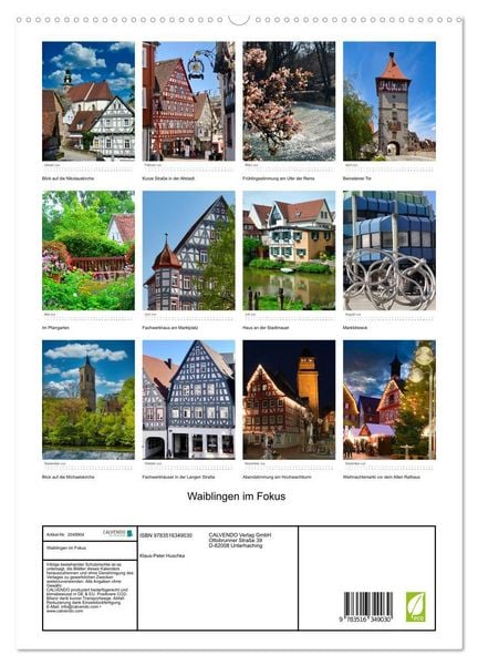 Produktbild: Waiblingen im Fokus (hochwertiger Premium Wandkalender 2026 DIN A2 hoch), Kunstdruck in Hochglanz