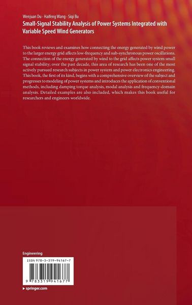 Produktbild: Small-Signal Stability Analysis of Power Systems Integrated with Variable Speed Wind Generators