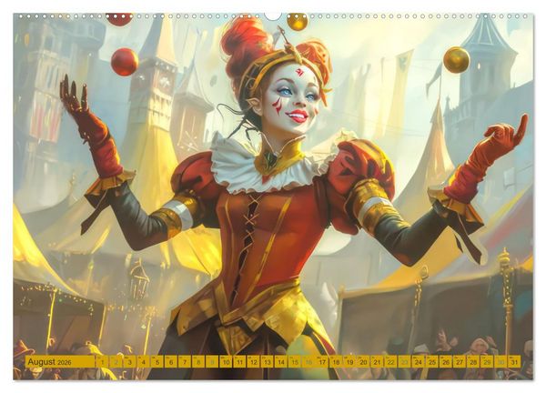 Produktbild: Mittelalterliche Zirkusmagie - Illustrationen (Wandkalender 2026 DIN A2 quer), CALVENDO Monatskalender