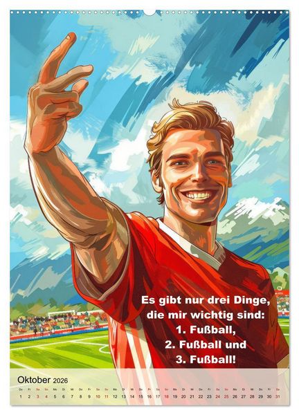 Produktbild: Fu&szlig;ballspr&uuml;che (hochwertiger Premium Wandkalender 2026 DIN A2 hoch), Kunstdruck in Hochglanz