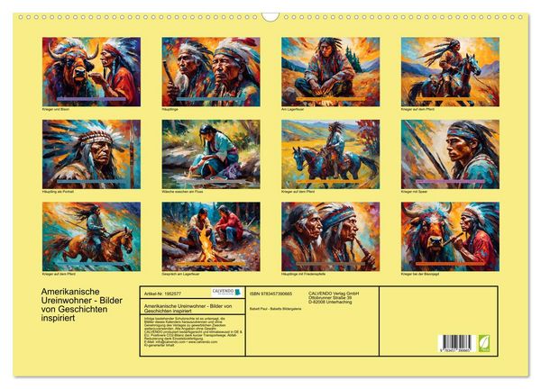 Produktbild: Amerikanische Ureinwohner - Bilder von Geschichten inspiriert (Wandkalender 2026 DIN A2 quer), CALVENDO Monatskalender