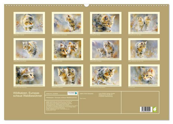 Produktbild: Wildkatzen. Europas scheue Waldbewohner (Wandkalender 2027 DIN A2 quer), CALVENDO Monatskalender