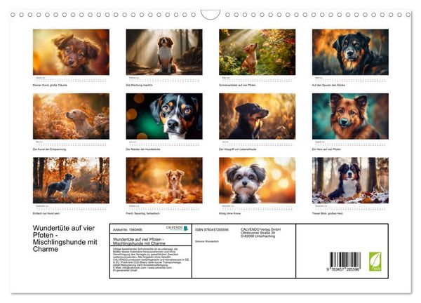 Produktbild: Wundert&uuml;te auf vier Pfoten - Mischlingshunde mit Charme (Wandkalender 2026 DIN A3 quer), CALVENDO Monatskalender