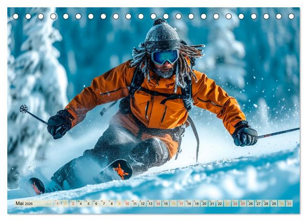 Produktbild: Skifahren - tolle Momente (Tischkalender 2026 DIN A5 quer), CALVENDO Monatskalender