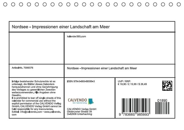 Produktbild: Nordsee - Impressionen einer Landschaft am Meer (Tischkalender immerw&auml;hrend DIN A5 quer)