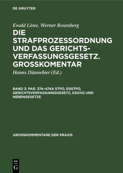 Produktbild: Par. 374-474a StPO, EGStPO, Gerichtsverfassungsgesetz, EGGVG und Nebengesetze