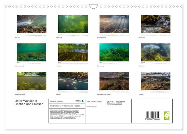 Produktbild: Unter Wasser in B&auml;chen und Fl&uuml;ssen (Wandkalender 2026 DIN A3 quer), CALVENDO Monatskalender