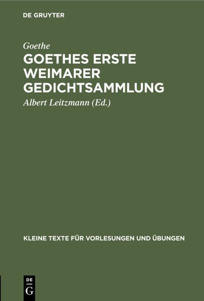 Produktbild: Goethes erste Weimarer Gedichtsammlung