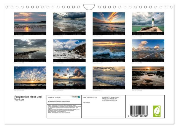 Produktbild: Faszination Meer und Wolken (Wandkalender 2027 DIN A4 quer), CALVENDO Monatskalender