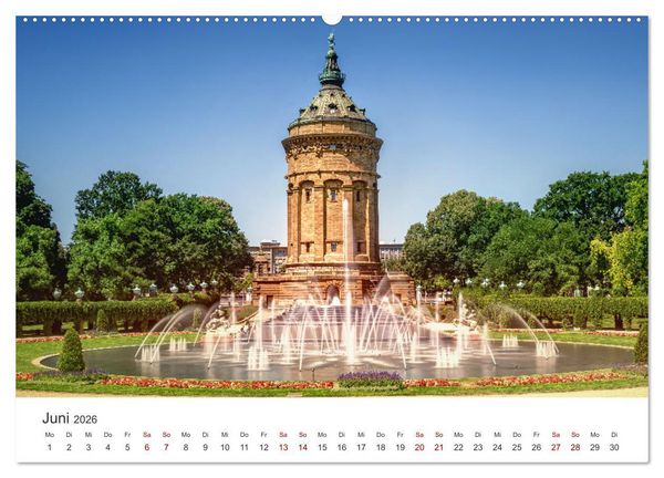 Produktbild: Der Mannheimer Wasserturm (hochwertiger Premium Wandkalender 2026 DIN A2 quer), Kunstdruck in Hochglanz