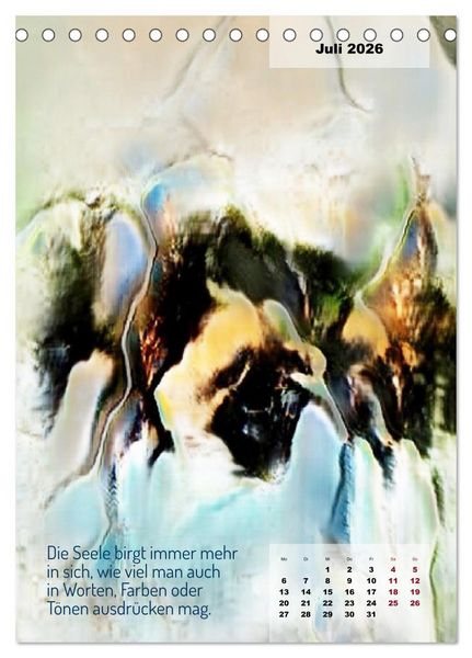 Produktbild: Seelenw&uuml;nsche - Kunstkalender mit Texten zum Innehalten (Tischkalender 2026 DIN A5 hoch), CALVENDO Monatskalender