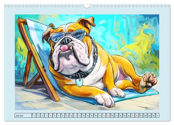 Produktbild: Bulldoggen. Lustige Cartoons von beliebten Charakterk&ouml;pfen (Wandkalender 2026 DIN A3 quer), CALVENDO Monatskalender