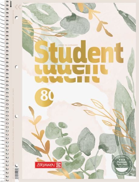 Produktbild: Brunnen Collegeblock Premium Student &bdquo;Bloom&ldquo; &brvbar; A4, Lineatur 27, 80 Blatt