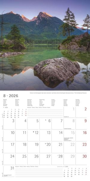 Produktbild: Alpha Edition - Alpen 2026 Broschürenkalender, 30x30cm, Wandkalender mit Platz für Notizen und Termine, Aufnahmen der Alpen, Monatsübersicht und Ferie
