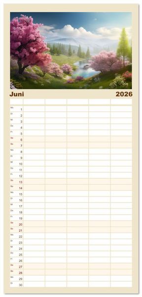 Produktbild: Familienplaner 2026 - Himmlische Landschaften des Lichts mit 5 Spalten (Wandkalender, 21 x 45 cm) CALVENDO
