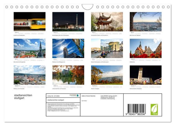 Produktbild: stadtansichten stuttgart (Wandkalender 2026 DIN A4 quer), CALVENDO Monatskalender