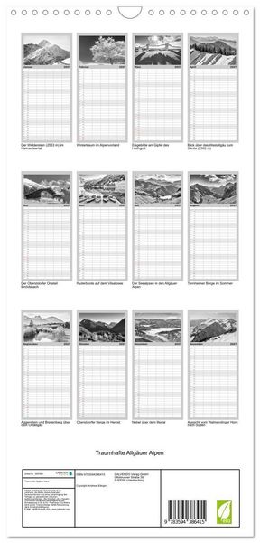 Produktbild: Familienplaner 2027 - Traumhafte Allg&auml;uer Alpen mit 5 Spalten (Wandkalender, 21 x 45 cm) CALVENDO