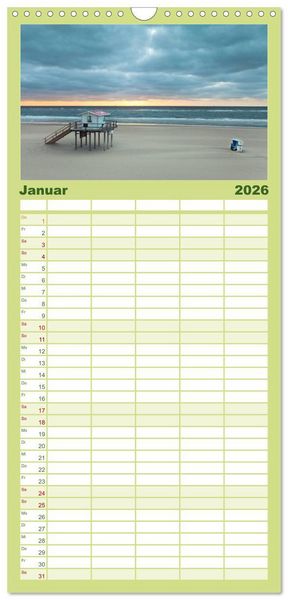 Produktbild: Familienplaner 2026 - SYLT hinter den D&uuml;nen mit 5 Spalten (Wandkalender, 21 x 45 cm) CALVENDO