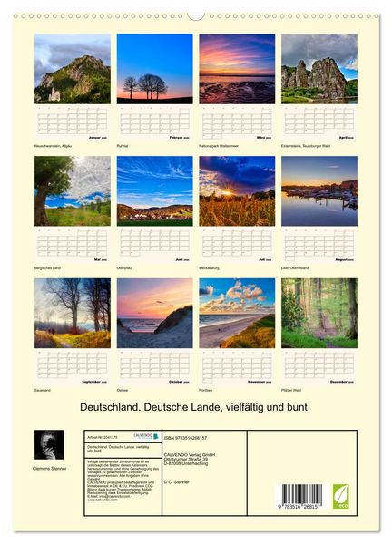 Produktbild: Deutschland. Deutsche Lande, vielf&auml;ltig und bunt (hochwertiger Premium Wandkalender 2026 DIN A2 hoch), Kunstdruck in Hochglanz