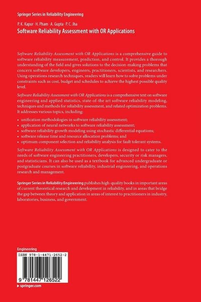 Produktbild: Software Reliability Assessment with OR Applications