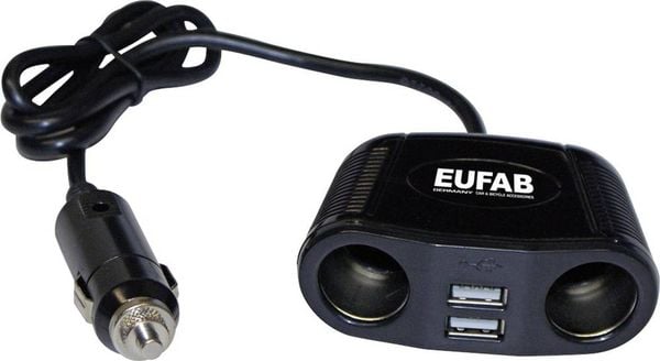 Eufab 16549 Zigarettenanzünder-Verteiler Anzahl Zigarettenkupplungen 2 x  Schnittstellen: USB 2 x Belastbarkeit Strom max. 10 A online bestellen