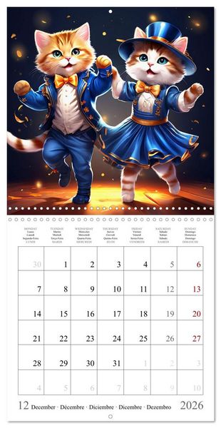 Produktbild: Cute Cats Dancing (Wall Calendar 2026 12 &times; 12 Inch) CALVENDO 12 Month Wall Calendar
