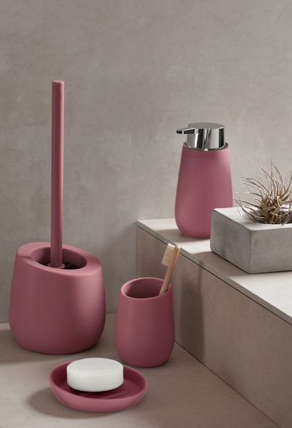 Produktbild: WC-Garnitur Mod. Badi Altrosa Keramik, mit Silikon-B&uuml;rstenkopf