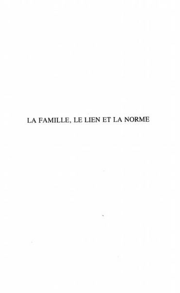 Produktbild: La Famille, Le Lien Et La Norme
