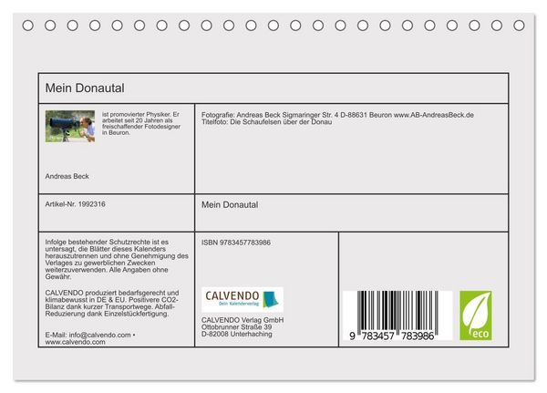 Produktbild: Mein Donautal (Tischkalender 2026 DIN A5 quer), CALVENDO Monatskalender