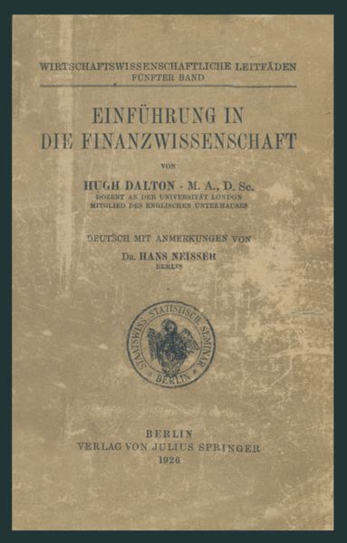 Produktbild: Einf&uuml;hrung in die Finanzwissenschaft