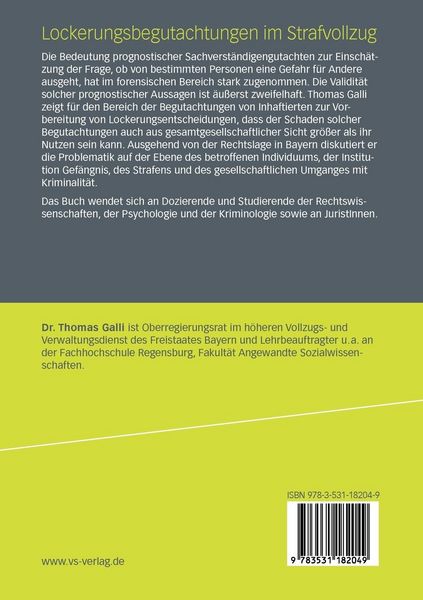 Produktbild: Lockerungsbegutachtungen im Strafvollzug