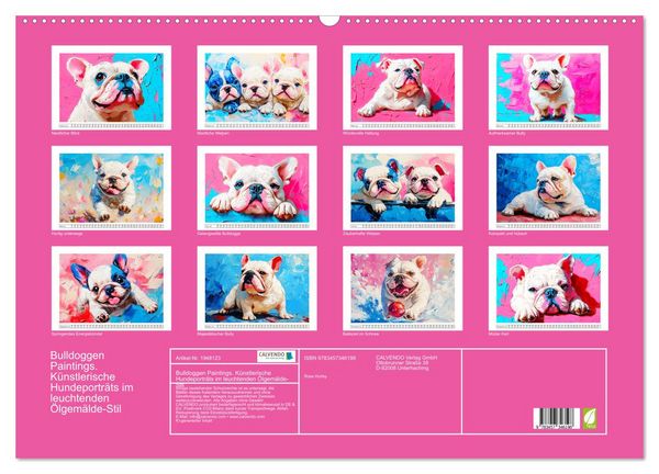 Produktbild: Bulldoggen Paintings. K&uuml;nstlerische Hundeportr&auml;ts im leuchtenden &Ouml;lgem&auml;lde-Stil (Wandkalender 2026 DIN A2 quer), CALVENDO Monatskalender