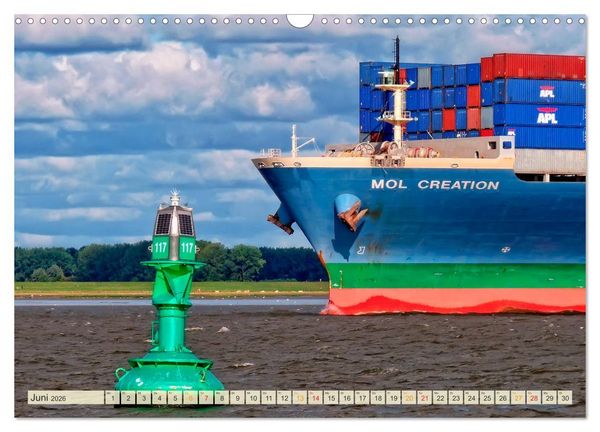 Produktbild: Containerschiffe auf der Elbe (Wandkalender 2026 DIN A3 quer), CALVENDO Monatskalender