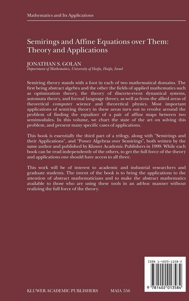 Produktbild: Semirings and Affine Equations over Them