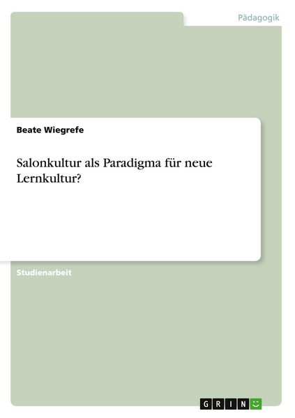 Produktbild: Salonkultur als Paradigma f&uuml;r neue Lernkultur?