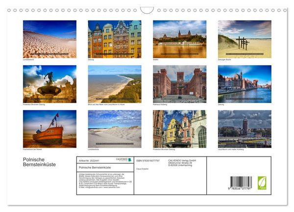 Produktbild: Polnische Bernsteink&uuml;ste (Wandkalender 2026 DIN A3 quer), CALVENDO Monatskalender